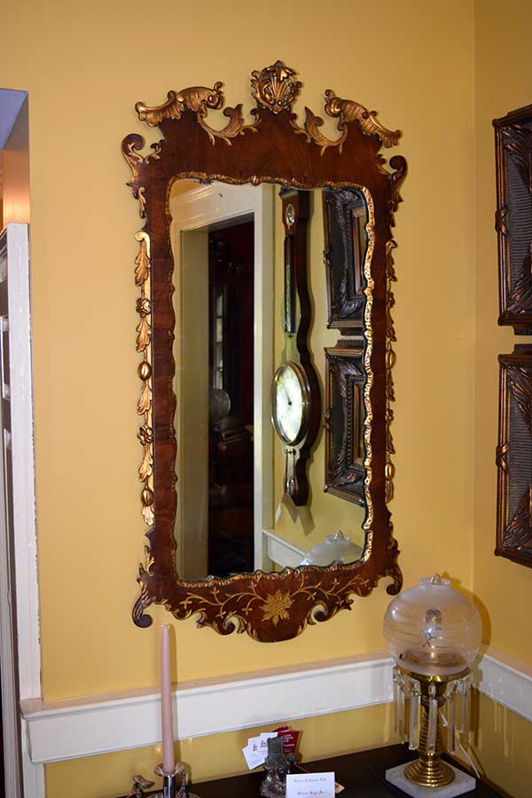 English Walnut and Gold Leafed Mirror