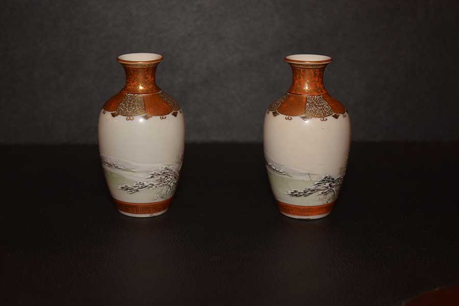 Miniature Pair of Kutani Vases