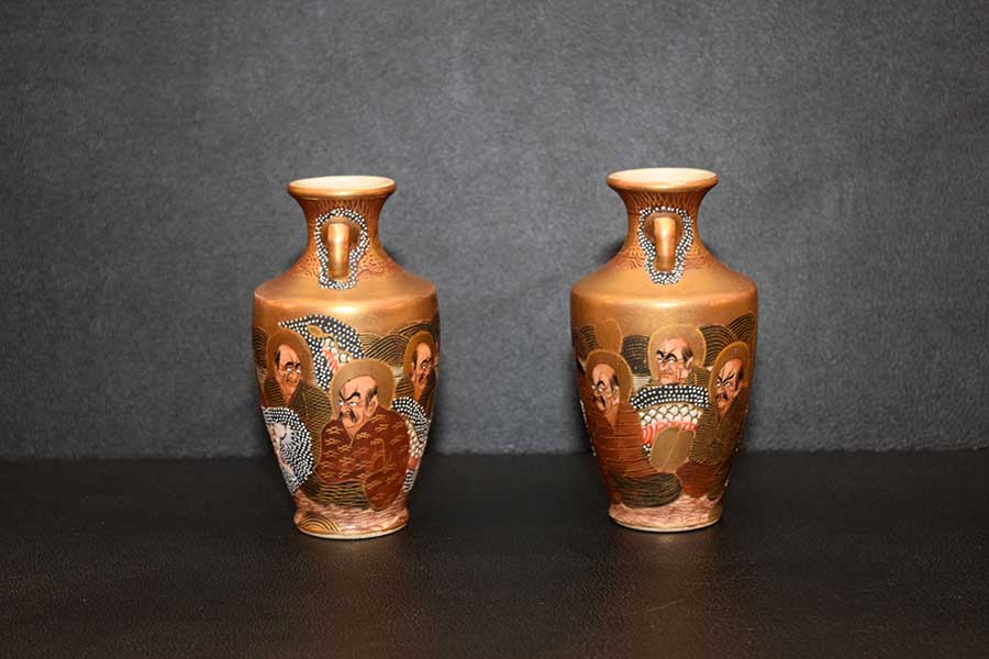 Miniature Pair of Satsuma Vases