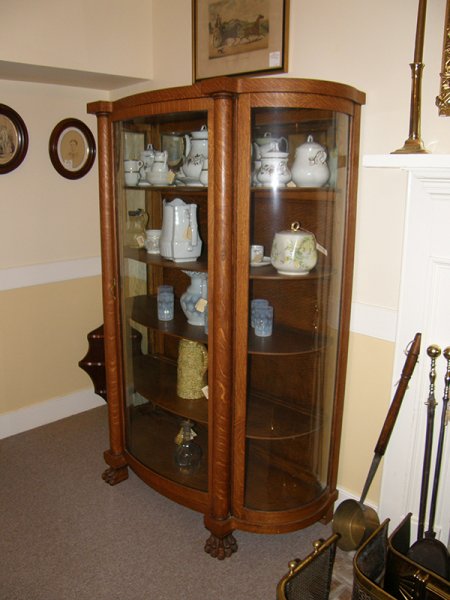 Oak Bow Front China Cupboard