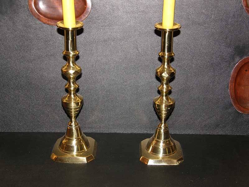 Pair of Beehive Brass Candlesticks