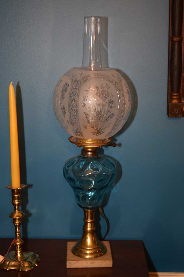 Pair of Blue Font Lamps