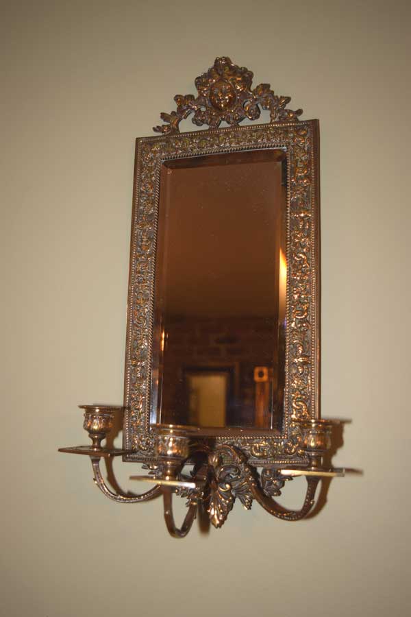 Pair of Brass Mirrored Sconces