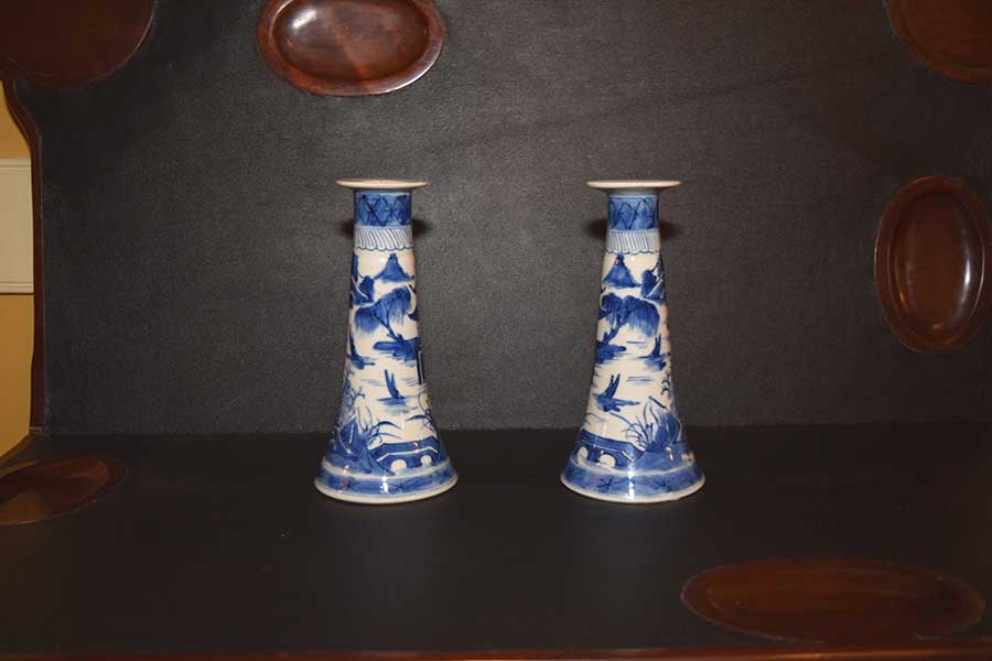 Pair of Canton Candlesticks