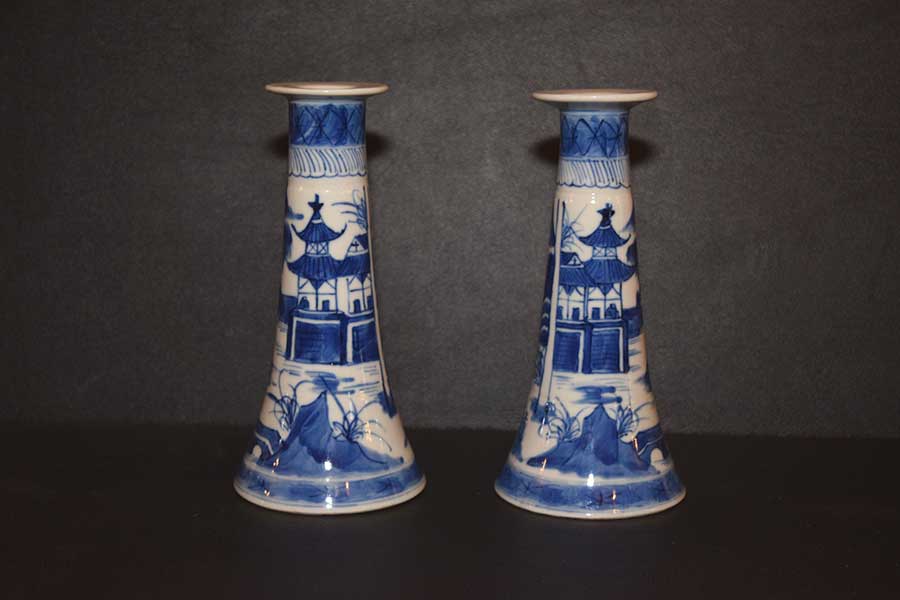 Pair of Canton Candlesticks
