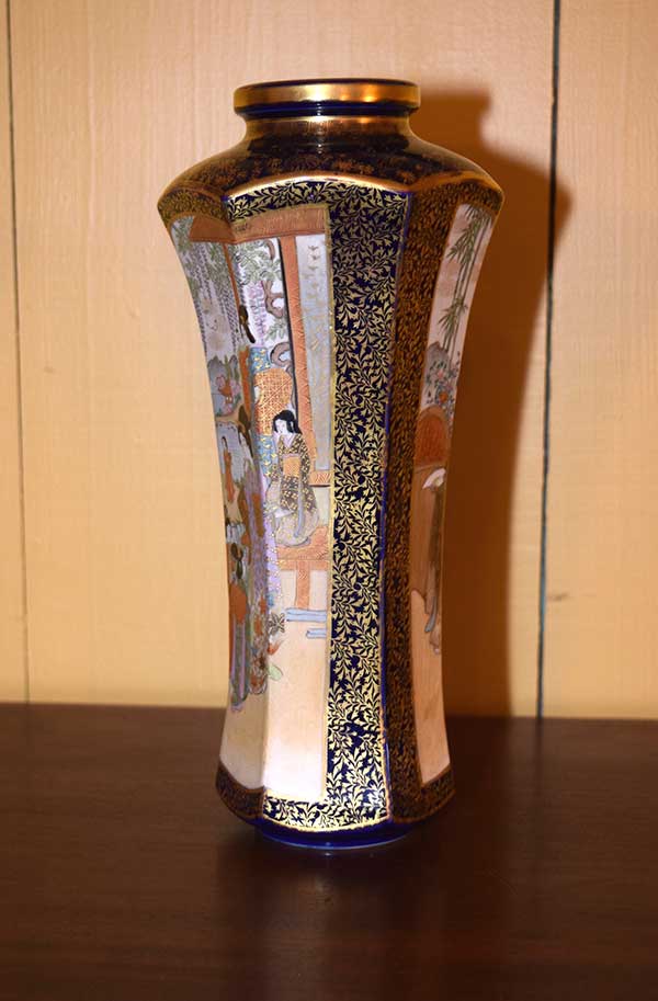 Pair of Cobalt Blue Satsuma Vases