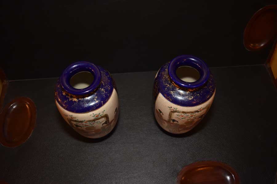Pair of Ground Blue Vases