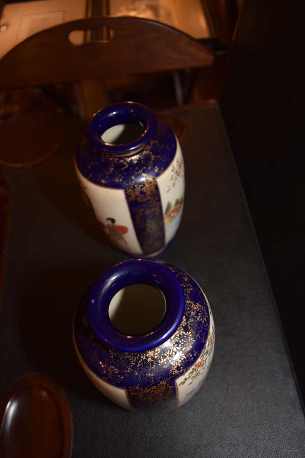 Pair of Ground Blue Vases