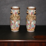 Pair of Rose Mandarin Vases