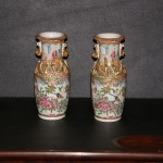 Pair of Rose Mandarin Vases