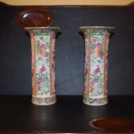 Pair of Rose Medallion Beaker Vases