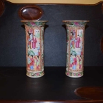 Pair of Rose Medallion Beaker Vases