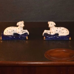 Pair of Staffordshire Dogs on Cushion