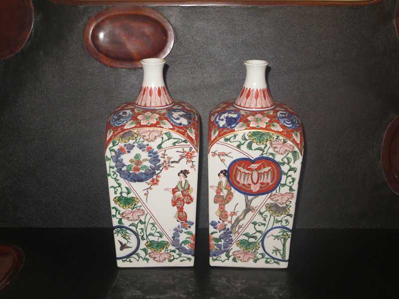 Rare Pair of Saki Bottles